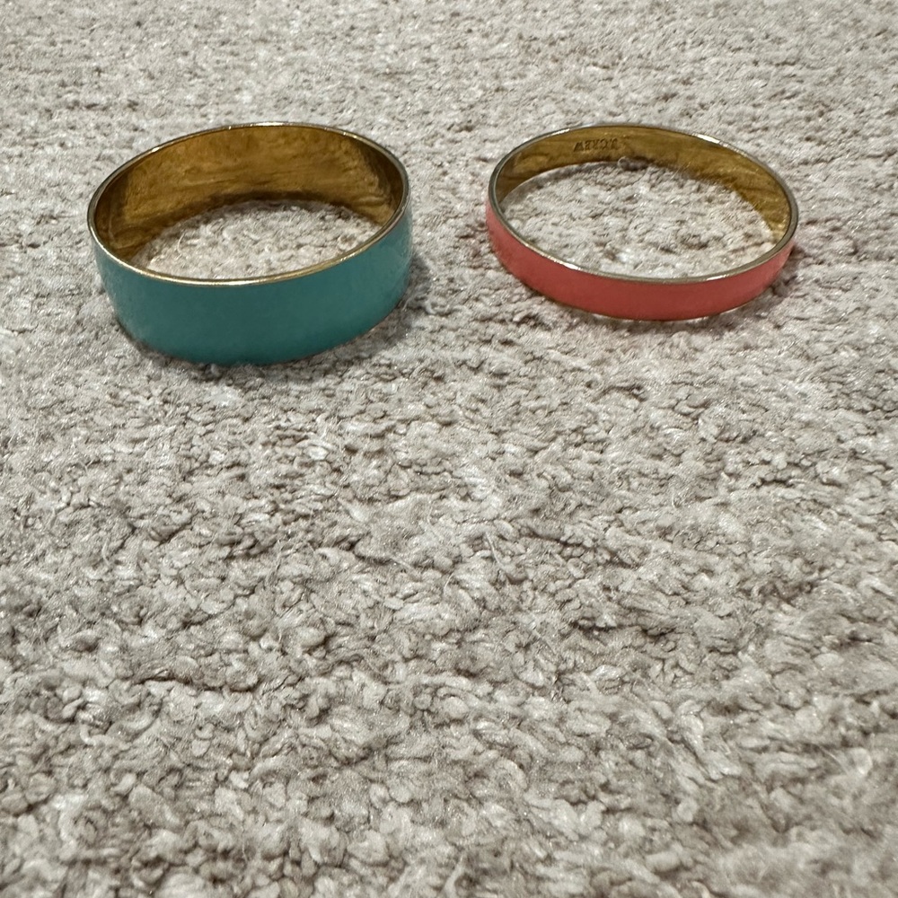 J Crew Elegant Gold and Pink/Teal Bangle Set